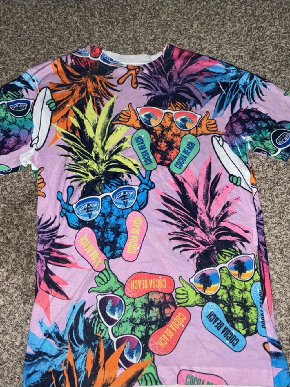 Mens Medium Ron Jon Coconut Beach Pineapple Graphic T-Shirt - Pink